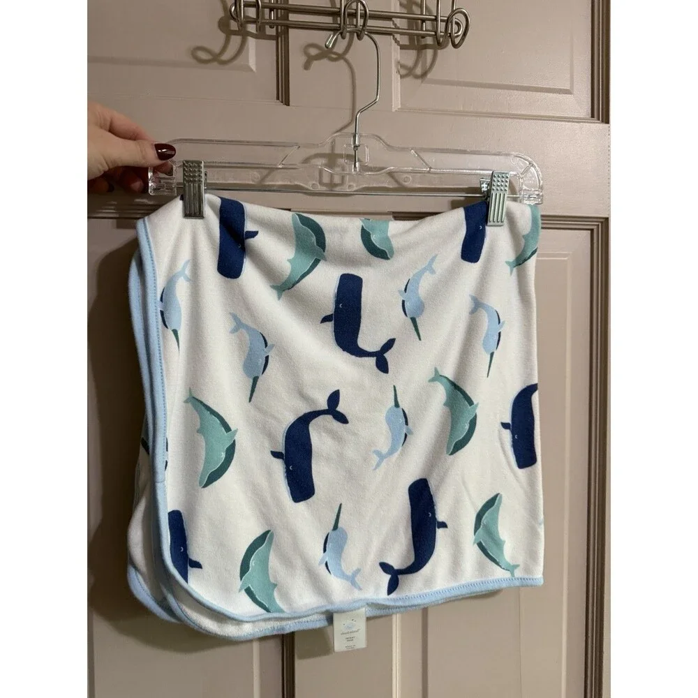 Cloud Island Hooded Towel Blue Whales